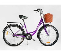 Велосипед міський Corso Travel 26`` TR-26213 (1) одношвидкісний, сталева рама 16.5``, корзина, багажник