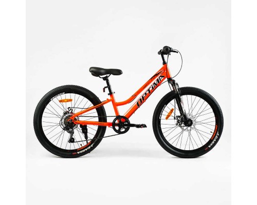 Велосипед Спортивний Corso «OPTIMA» 24" дюйми TM-24215 (1) рама алюмінієва 11'', обладнання Shimano RevoShift 7 швидкістей, зібран на 75
