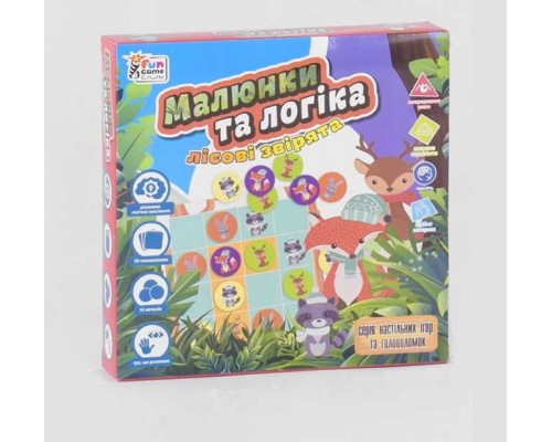 гр Настільна гра "Малюнки та логіка - Лісові звірята" UKB-B 0032 (12) "4FUN Game Club" українською мовою, в коробці