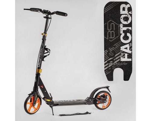 Самокат алюмінієвий Best Scooter BS-98033 (4) "Factor", ручне дискове гальмо, діаметр PU коліс - 200мм, 2 амортизатори, підсклянник, в коробці