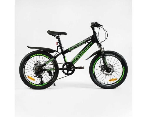 Дитячий спортивний велосипед 20’’ Corso «CRANK» CR-20608 (1) сталева рама, обладнання LTWOO-A2, 7 швидкостей, зібран на 75