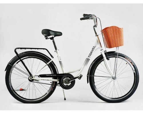 Велосипед міський Corso Travel 26`` TR-26945 (1) одношвидкісний, сталева рама 16.5``, корзина, багажник