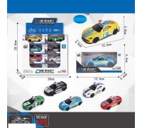 Набір машин QZ 43 K (16/2) ЦІНА ЗА 24 ШТУКИ В БЛОЦІ, 6 видів, "Поліція", металопластик, інерція