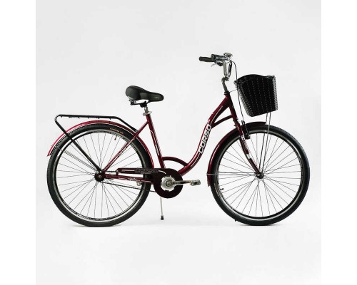 Велосипед міський Corso Fortuna 28`` FR-28039 (1) одношвидкісний, сталева рама 20``, корзина, багажник