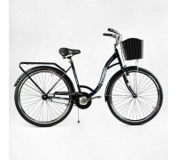 Велосипед міський Corso «FORTUNA» 28`` FR-28144 (1) темно-зелений, одношвидкісний, сталева рама 20``, корзина, багажник