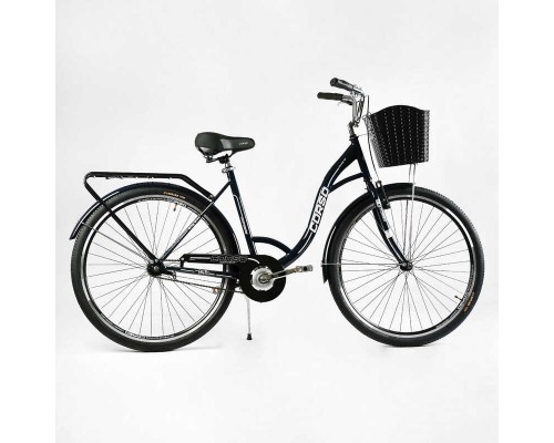 Велосипед міський Corso «FORTUNA» 28`` FR-28144 (1) темно-зелений, одношвидкісний, сталева рама 20``, корзина, багажник