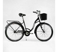 Велосипед міський Corso «FORTUNA» 28`` FR-28163 (1) чорний, одношвидкісний, сталева рама 20``, корзина, багажник