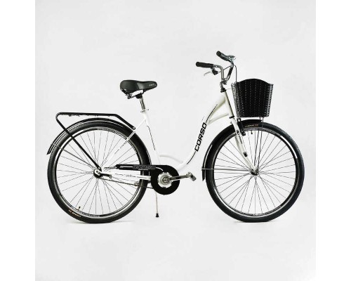 Велосипед міський Corso Fortuna 28`` FR-28637 (1) одношвидкісний, сталева рама 20``, корзина, багажник