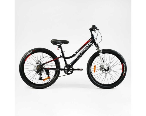 Велосипед Спортивний Corso «OPTIMA» 24" дюйми TM-24100 (1) рама алюмінієва 11'', обладнання Shimano RevoShift 7 швидкістей, зібран на 75
